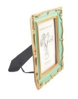 Cadre photo rectangulaire baroque en métal gravé, imprimé UV couleur personnalisée, pour la décoration de table de chevet ou de chambre.