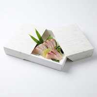 Emballage de sushi en papier plié avec logo personnalisé, matériaux recyclés écologiques, boîte à bento en carton blanc pour emporter