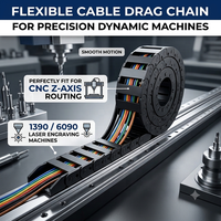 Cadena portacables plana de nylon tipo puente Yodel de 10x30mm de diámetro interior, personalizada para cables anchos
