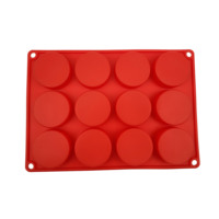BHD NOUVEAU Moule à biscuits DIY sans BPA, pliable, facile à démouler, rond, 12 cavités, en silicone pour cupcakes