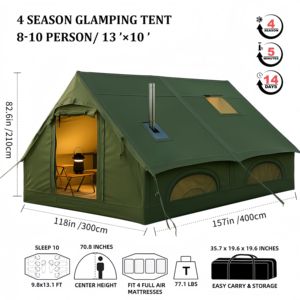 Tenda da Campeggio Gonfiabile di Lusso per 8-10 Persone, Grande, a Doppio Strato in PVC Oxford, Portatile, con Tre Camere da Letto e Un Soggiorno, per Quattro Stagioni - Product Image 2