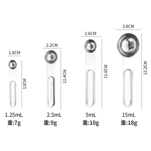 Thấp moq thép không gỉ 4 cái đường bột muỗng canh dụng cụ đo lường tất cả trong một cốc - Product Image 6