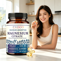 Gélules de magnésium premium 500 mg (magnésium élémentaire) avec mélange synergique de vitamine B6 et de zinc pour le système nerveux, l'équilibre de l'humeur et la densité osseuse