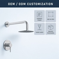 Ensemble de mitigeur de douche encastré en acier inoxydable SUS316, finition nickel brossé, avec pommeau de douche pluie et douchette murale pour hôtel