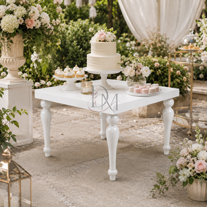 Elegante Mesa de Banquete Cuadrada de Acero Inoxidable Blanco con Diseño de Cuatro Patas para Eventos de Boda, Proyectos Hoteleros, Suministro al por Mayor - Product Image 4