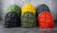 Bonnet d'hiver rayé 7 panneaux en tissu nylon rembourré de duvet d'oie, imperméable et coupe-vent, idéal pour le camping