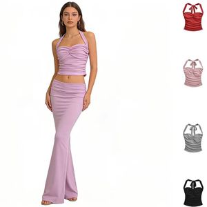 Hauts décontractés pour femmes, coupe ajustée, respirants, col cœur, dos nu, style vintage - Product Image 1