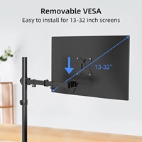 MD6821 13 "-32" 10kg Bras de moniteur unique Support de bureau pour écran incurvé noir Support pour ordinateur Support VESA