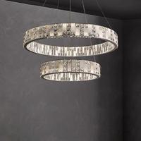 Lustre circulaire moderne en cristal LED et marbre 2025, suspension réglable pour salon et maison