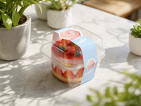 Boîtes à gâteaux transparentes carrées en blister de 250 ml, contenants pour fruits, poudings, glaces avec couvercles, boîtes à desserts en gros