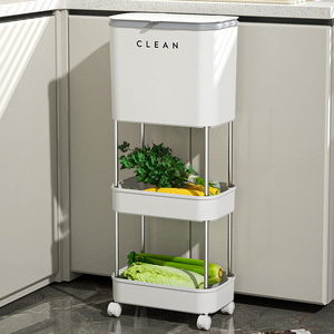 Cubo de basura para cocina con tapa giratoria, separación de residuos secos y húmedos, cubo interior colgante. - Product Image 1