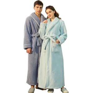 Luxury Thick Long Winter Warm Couple Soft Polar Fleece Bathrobe