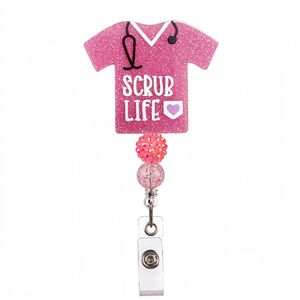 Wholesale Translucent Plastic Cute Easy-Pull <b>Buckle</b> Medical DIY Beaded Rhinestone Bow Pink Badge Reel Holder Swivel <b>Clip</b> - Product Image 6