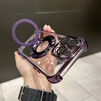 Coque de téléphone élégante en acrylique transparent avec support magnétique et béquille électroplaquée pour iPhone 17/16/15 Pro Max