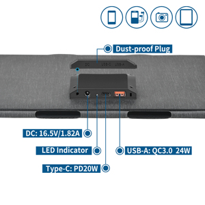 Panel <span class=keywords><strong>Solar</strong></span> Monocristalino Plegable de 30W, Carga Rápida USB-C PD para Laptop, Teléfono, Cámara de Seguridad, 20% de Eficiencia - Product Image 3