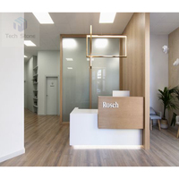 Comptoir de réception moderne en pierre artificielle avec éclairage LED suspendu, effet pierre brillante, 150 couleurs pour hôpitaux et gymnases