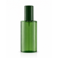 Flacon pulvérisateur PET vert rond en promotion avec couvercle intégral et pulvérisateur à brume fine pour toner et soins de la peau, personnalisable