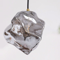 Luminaire suspendu en verre en forme de glaçon, style minimaliste, moderne, LED à intensité variable, blanc chaud, pour chambre à coucher, salle à manger
