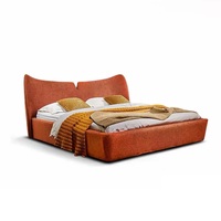 Lit Double Luxe Rembourré en Tissu Personnalisable pour Chambre à Coucher, Cadre de Lit King Size ou Queen Size pour Villa