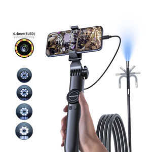 กล้องเอนโดสโคป 6.4 มม. HD 8 ไฟ LED สายกึ่งแข็ง กล้องส่องตรวจสอบท่อ กันน้ำ สำหรับตรวจสอบท่อระบายน้ำ - Product Image 1