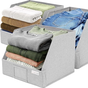 Boîte de rangement murale pliable à quatre niveaux en coton et lin, grande capacité, pour vêtements, style ouvert, transfrontalier - Product Image 5