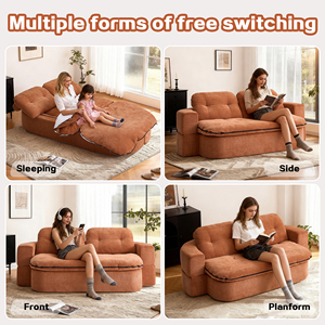 Modern Corner Sofa <b>Set</b> with 2 Pillows Convertible <b>Linen</b> Sofa Bed Eco-Friendly & Durable No Assembly Required - Product Image 4