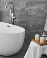 Baignoire autoportante en résine acrylique de forme ovale sur mesure de grande taille, baignoire en acrylique mate autoportante