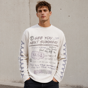 <span class=keywords><strong>T</strong></span>-<span class=keywords><strong>shirt</strong></span> thermique oversize à manches longues pour homme, style vintage graffiti, en maille gaufrée, idéal pour le <span class=keywords><strong>streetwear</strong></span> décontracté et le quotidien – Grande Vente - Product Image 1
