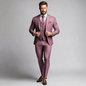 Traje de Tres Piezas para Hombre, Corte Entallado, con Blazer Premium, Chaleco Cruzado y Pantalones a Medida, para Negocios, Bodas, Novios - Product Image 3