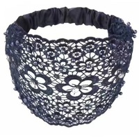 Nouveau Bandeau Floral Tressé Élastique Respirant avec Dentelle Creuse et Fausses Perles pour Chignon ou Coiffure Femme