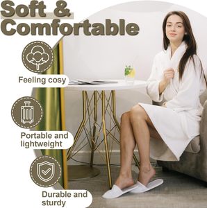 Pantuflas Desechables para Hotel, Pantuflas Cerradas Blancas para Spa, Pantuflas de Interior para Invitados, para Hombres y Mujeres, para el Hogar, Bodas, Viajes, Fiestas - Product Image 4