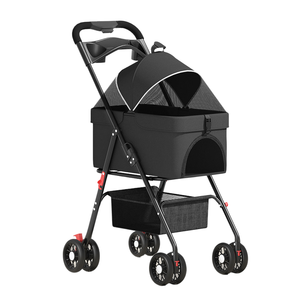 Poussette pliable robuste et réglable pour chiens et chats, design spacieux pour les promenades en centre commercial, chariot professionnel pour animaux de compagnie - Product Image 5