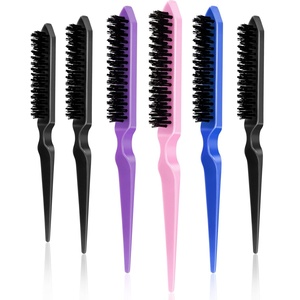 Brosse à cheveux démêlante professionnelle en nylon personnalisée en gros, peigne coiffant en plastique, brosse de contrôle des bords multicolore - Product Image 1