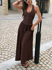 H-5244 Nuevo Vestido Maxi Halter sin Mangas para Mujer, de Algodón y Poliéster, Estilo Vintage, Elegante, Sexy, Casual, para Fiestas y Salidas Diurnas - Product Image 4