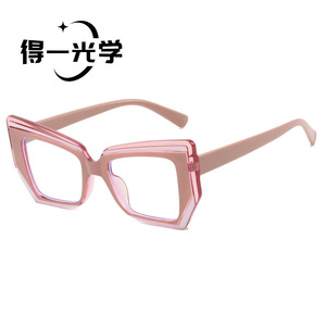 Cat Eye Glasses Color-Blocked Anti-Blue Light Women's Fashion Optical <b>Eyewear</b> - Product Image 4