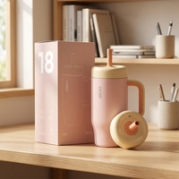 Tasses pour enfants en acier inoxydable rose Hong Ling, bouteilles d'eau sous vide de 18 oz avec poignée portable