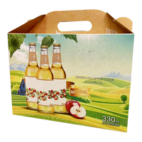 Boîte à poignée en kraft personnalisée FUSSEN, imprimée, pour emballage de jus et de boissons en carton ondulé