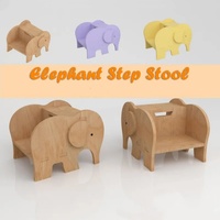 Tabouret d'appoint en bois multifonctionnel réglable pour enfants, chaise-échelle en bois, tabouret à 2 marches en forme d'éléphant
