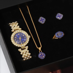 Wholesale 2025 New Fashion Blue Series <strong>Women's</strong> Quartz <strong>Watch</strong> Necklace, Ring, Earring Jewelry <strong>Set</strong> - Product Image 1