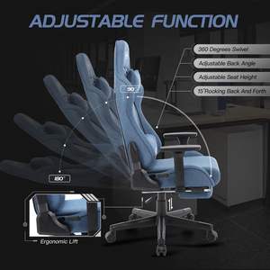 Dernier <span class=keywords><strong>fauteuil</strong></span> de bureau en tissu Chaise élévatrice durable Cadeira <span class=keywords><strong>Gamer</strong></span> Siège épais bleu profond Chaise de jeu <span class=keywords><strong>ergonomique</strong></span> avec accoudoir 3D - Product Image 5