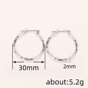 Boucles d'oreilles créoles tibétaines en argent, style classique, bijoux unisexes en alliage, plaqué argent couleur or blanc, boucles d'oreilles tendance - Product Image 6