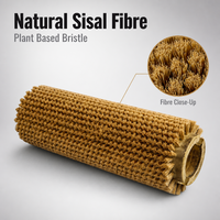 Brosse cylindrique en sisal sur mesure avec noyau en bois et soies de 6 mm pour machine de nettoyage de légumes, brosse OEM