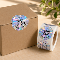 Autocollants holographiques personnalisés, étiquettes de logo de toutes formes pour l'emballage de cadeaux, autocollants de remerciement pour petites entreprises, fournisseur en gros