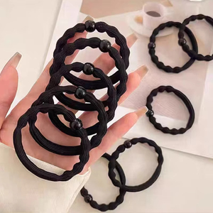 ยางรัดผมสีดำแบบยืดหยุ่น ชุด 10 ชิ้น สำหรับผู้หญิงและเด็กผู้หญิง ยางรัดผมแบบสครันชี ยางรัดผมแบบวงแหวน เครื่องประดับผมแฟชั่น - Product Image 1