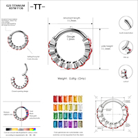 Pendientes de titanio ASTM F136 con circonita arcoíris para piercing corporal, regalo de boda, para cartílago de la oreja, hélix, rook, lóbulo, nariz, septum