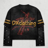 Fabricante de Camisetas Personalizadas de Manga Larga de Doble Capa |   Algodón de 380 g/m² de alta densidad |   Serie Atelier de Gráficos de Mapeo de Diamantes de Imitación