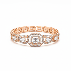 Pulsera elegante de tenis con acento de diamantes de halos Pulseras y brazaletes de diamantes elegantes - Product Image 2