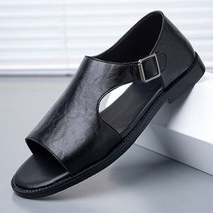 Nouvelles sandales en cuir pour hommes, chaussures décontractées d'été, sandales romaines d'extérieur, semelle souple, antidérapantes, sandales de plage - Product Image 3