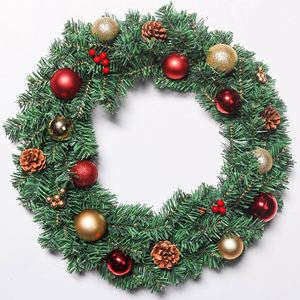 Nouvelle conception, vente chaude, couronne artificielle de luxe en PVC vert de 60 cm, décoration de la maison pour les fêtes - Product Image 1