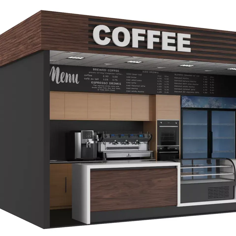 เล็กๆบ้านสำเร็จรูปกลางแจ้งที่กำหนดเองกาแฟบูธห้างสรรพสินค้าตู้กาแฟ10ft ภาชนะบ้านร้านกาแฟสำหรับขาย